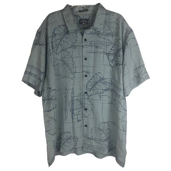 Quiksilver Other - Quiksilver Mens Waterman Collection SS Beach Camp Button Up Shirt 2XL XXL Gray
